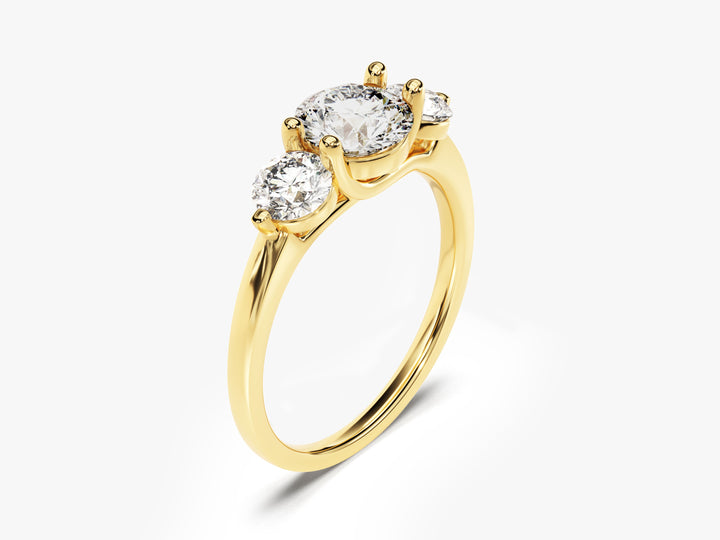 Round Cut Three Stone Moissanite Engagement Ring (1.75 CT)
