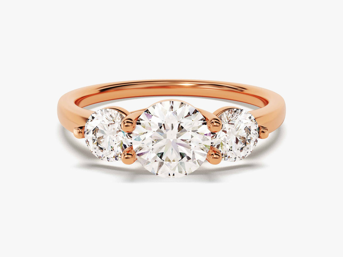 Round Cut Three Stone Moissanite Engagement Ring (1.75 CT)