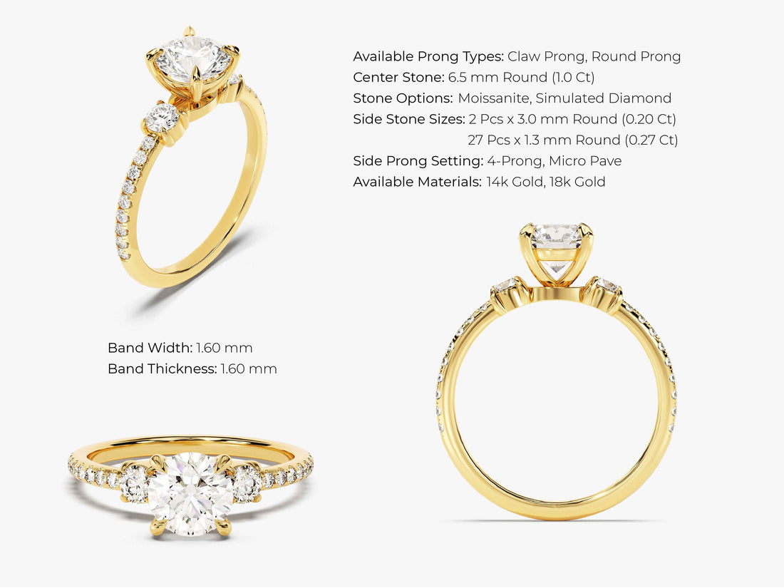 Micropave Trio Moissanite Engagement Ring (1.00 CT)