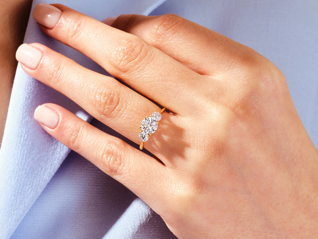 Round Cut Three Stone Moissanite Engagement Ring (1.50 CT)