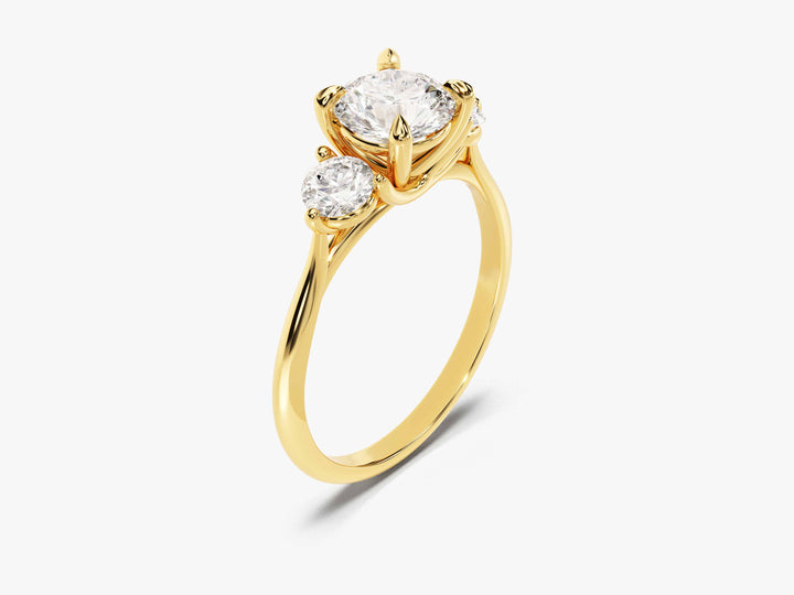 Round Cut Three Stone Moissanite Engagement Ring (1.50 CT)