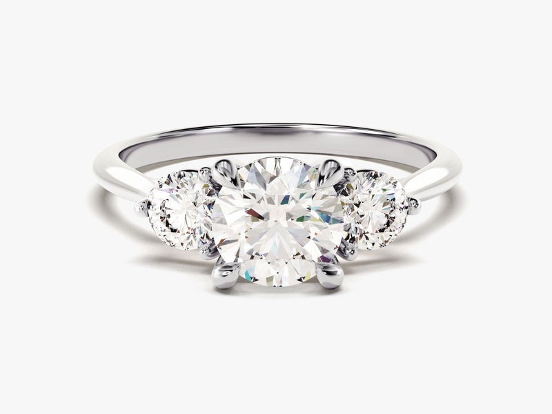 Round Cut Three Stone Moissanite Engagement Ring (1.50 CT)