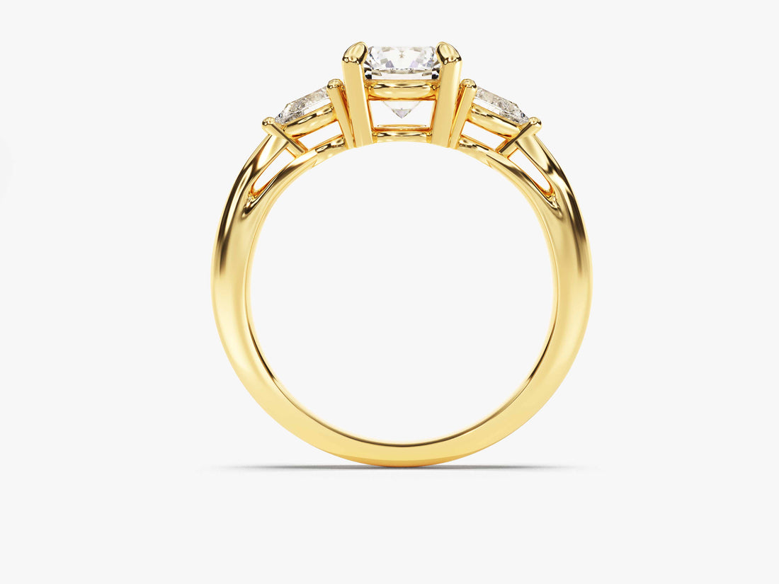 Three Stone Moissanite Engagement Ring with Pear Cut Accents (2.00 CT)