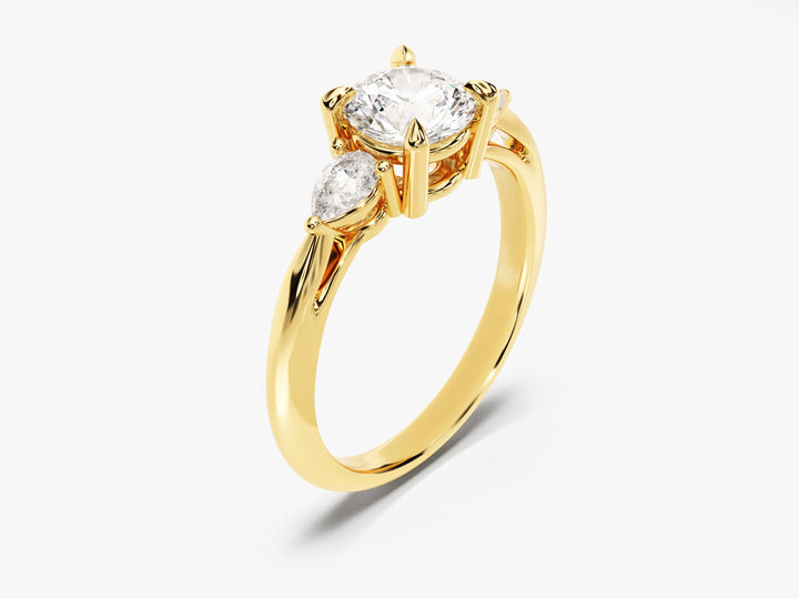 Three Stone Moissanite Engagement Ring with Pear Cut Accents (2.00 CT)