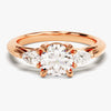 Three Stone Moissanite Engagement Ring with Pear Cut Accents (2.00 CT)