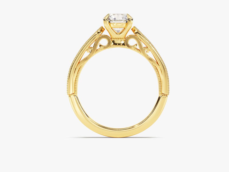 Vintage Inspired Moissanite Engagement Ring with Adorned Cathedral (1.00 CT)