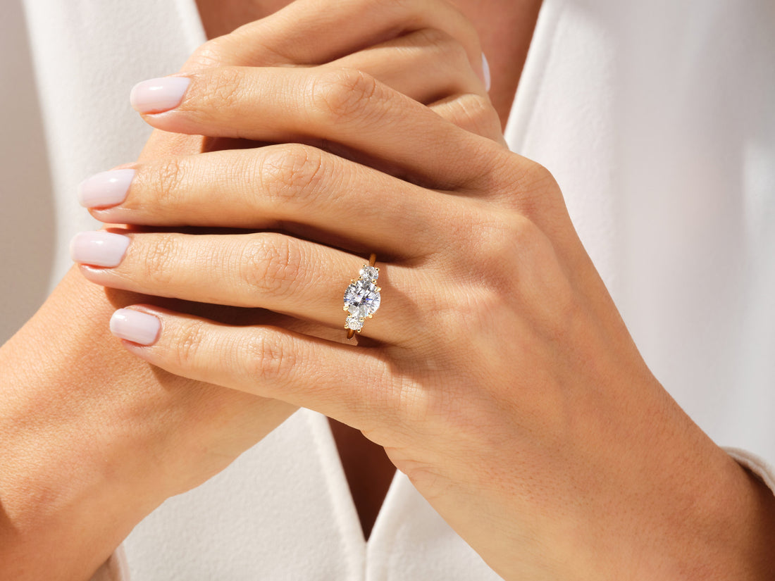 Classic Basket Set Three Stone Round Moissanite Engagement Ring (1.50 CT TW)