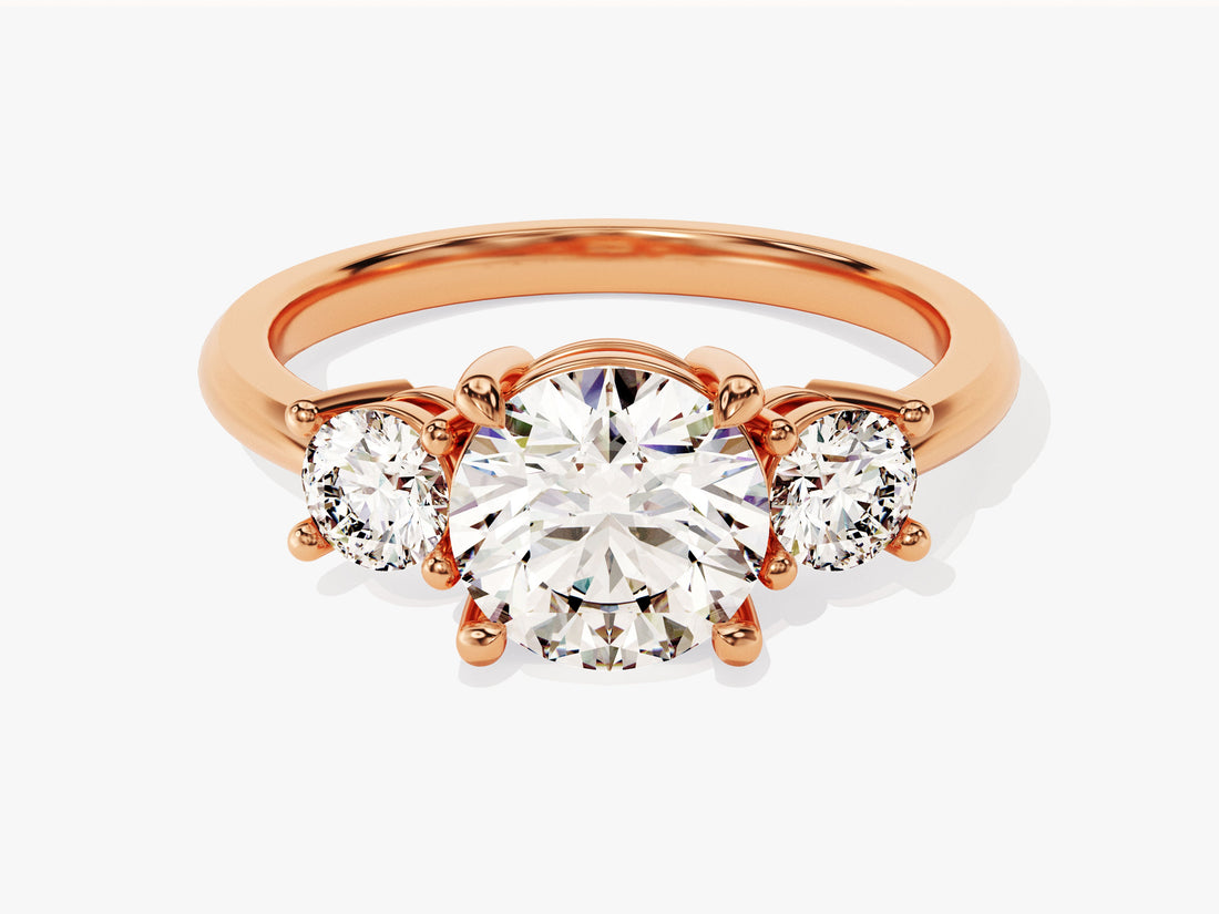 Classic Basket Set Three Stone Round Moissanite Engagement Ring (2.00 CT TW)