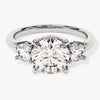 Classic Basket Set Three Stone Round Moissanite Engagement Ring (2.50 CT TW)