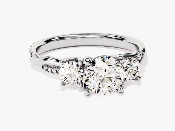 Petite Twisted Vine Three Stone Round Moissanite Engagement Ring (2.00 CT TW)