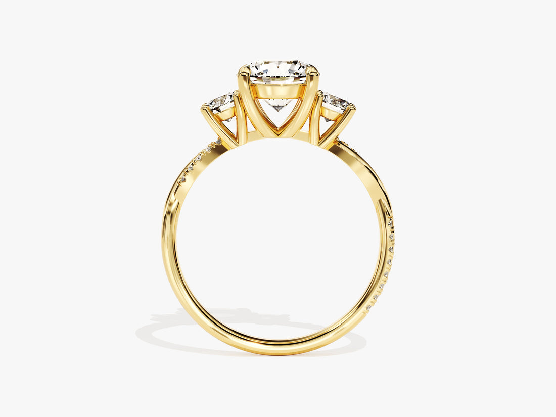 Petite Twisted Vine Three Stone Round Moissanite Engagement Ring (2.00 CT TW)