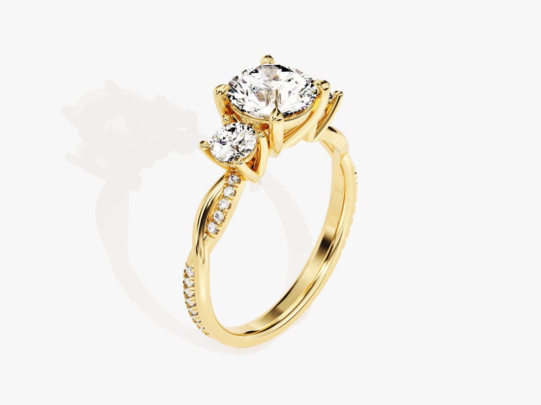 Petite Twisted Vine Three Stone Round Moissanite Engagement Ring (2.00 CT TW)