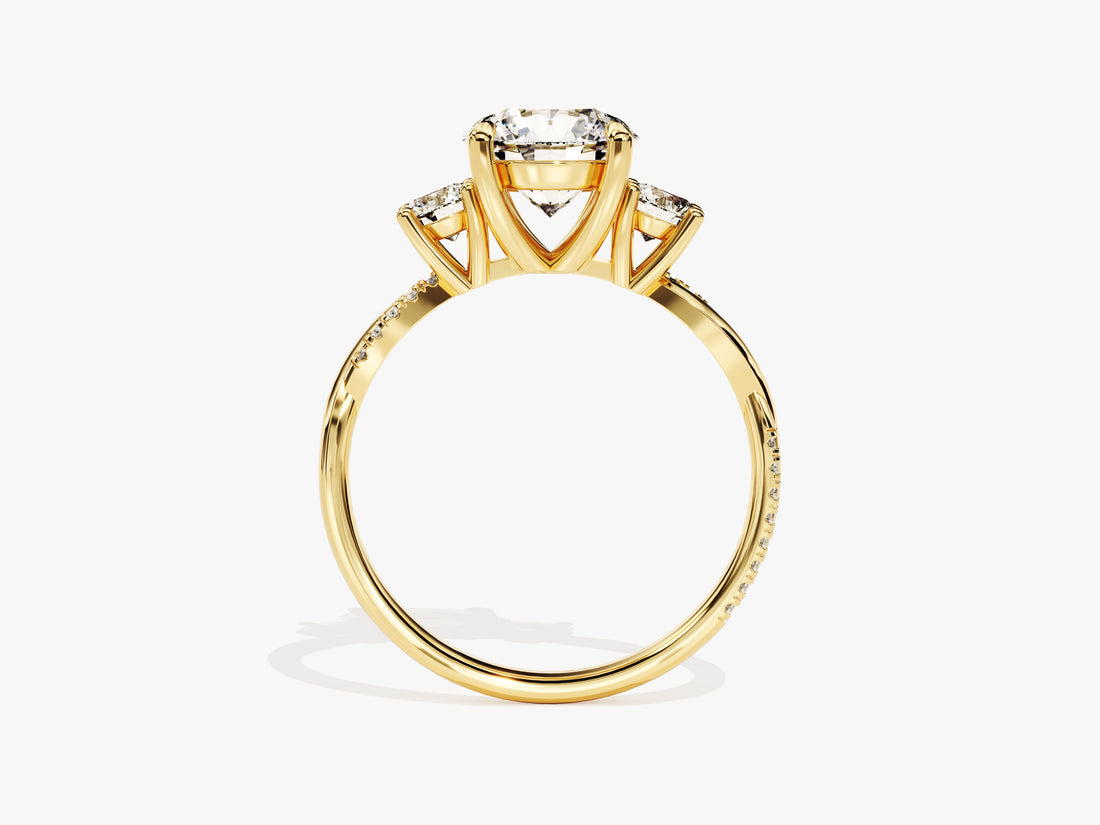 Petite Twisted Vine Three Stone Round Moissanite Engagement Ring (2.50 CT TW)