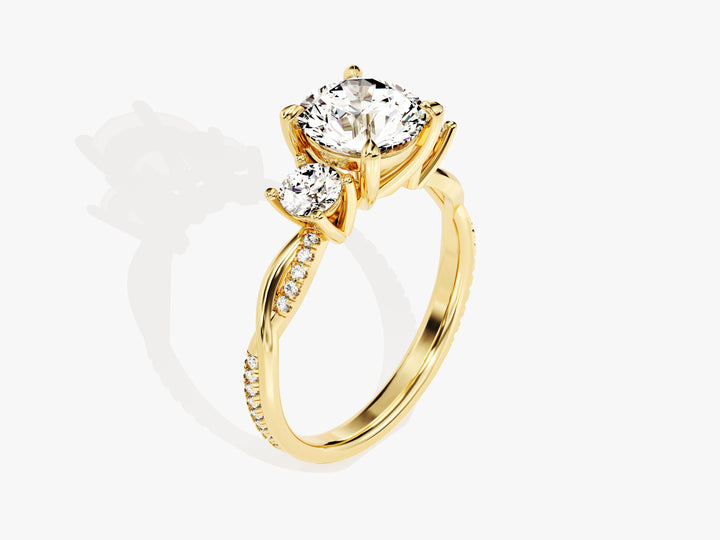 Petite Twisted Vine Three Stone Round Moissanite Engagement Ring (2.50 CT TW)