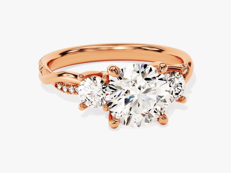 Petite Twisted Vine Three Stone Round Moissanite Engagement Ring (2.50 CT TW)