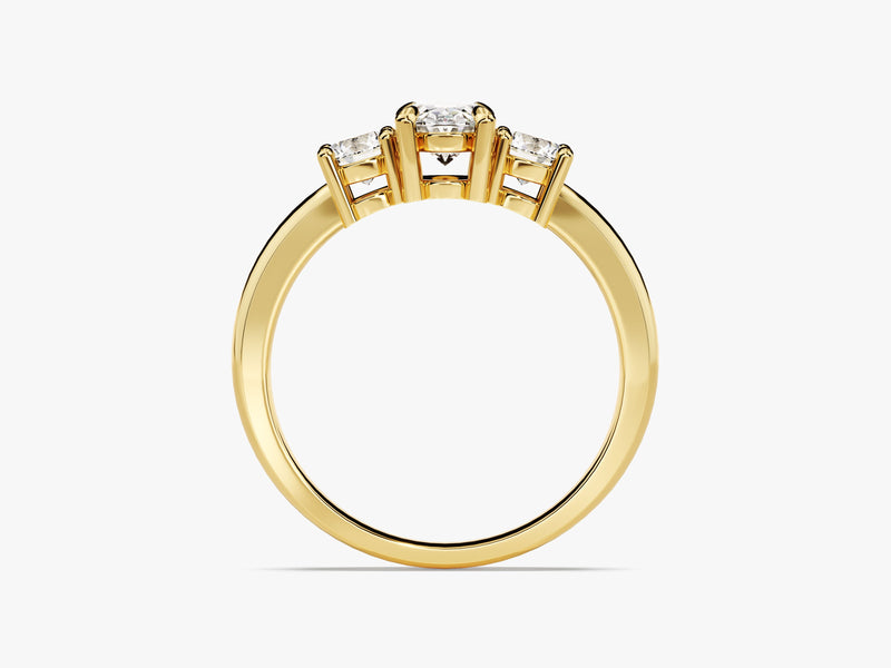 Classic Basket Set Three Stone Oval Moissanite Engagement Ring (1.50 CT TW)