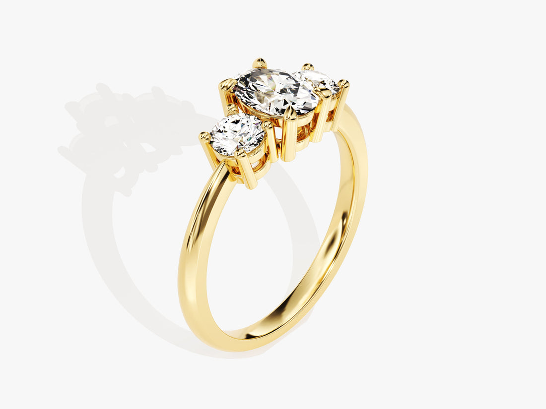 Classic Basket Set Three Stone Oval Moissanite Engagement Ring (1.50 CT TW)