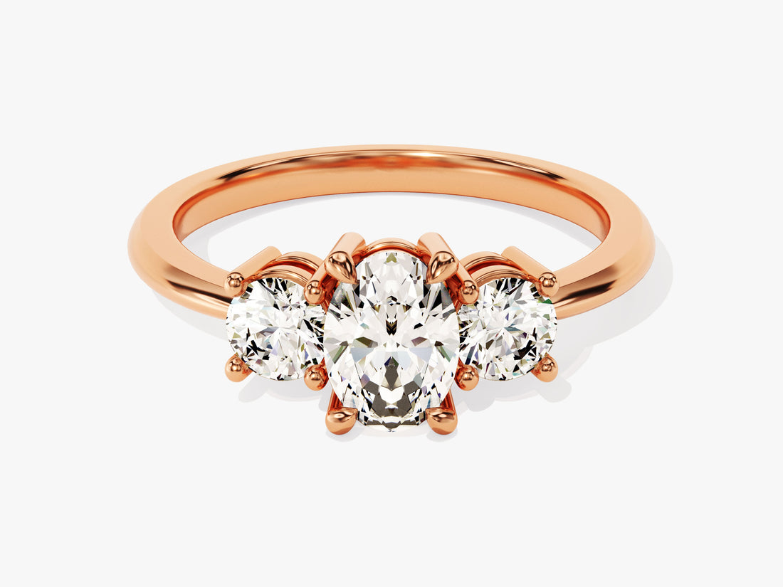 Classic Basket Set Three Stone Oval Moissanite Engagement Ring (1.50 CT TW)