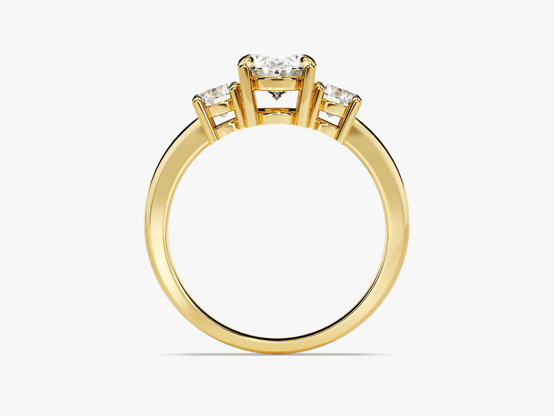 Classic Basket Set Three Stone Oval Moissanite Engagement Ring (2.00 CT TW)