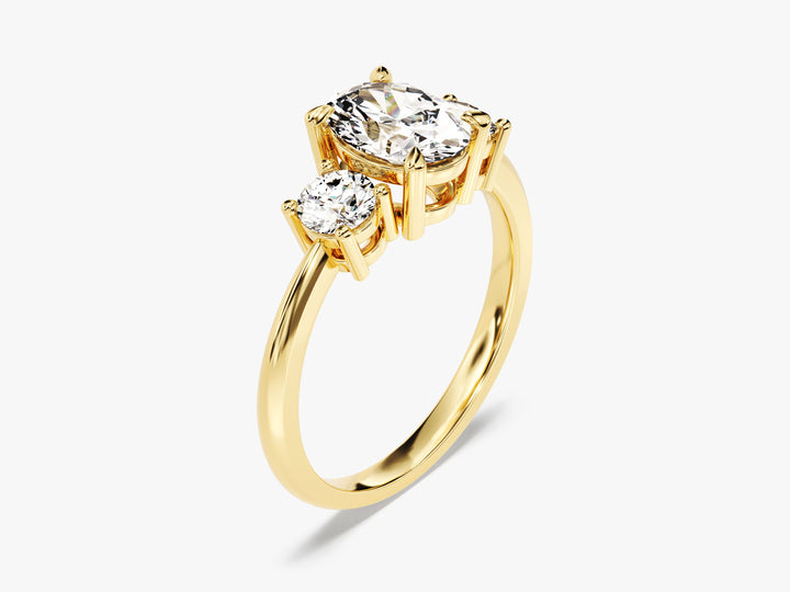 Classic Basket Set Three Stone Oval Moissanite Engagement Ring (2.00 CT TW)