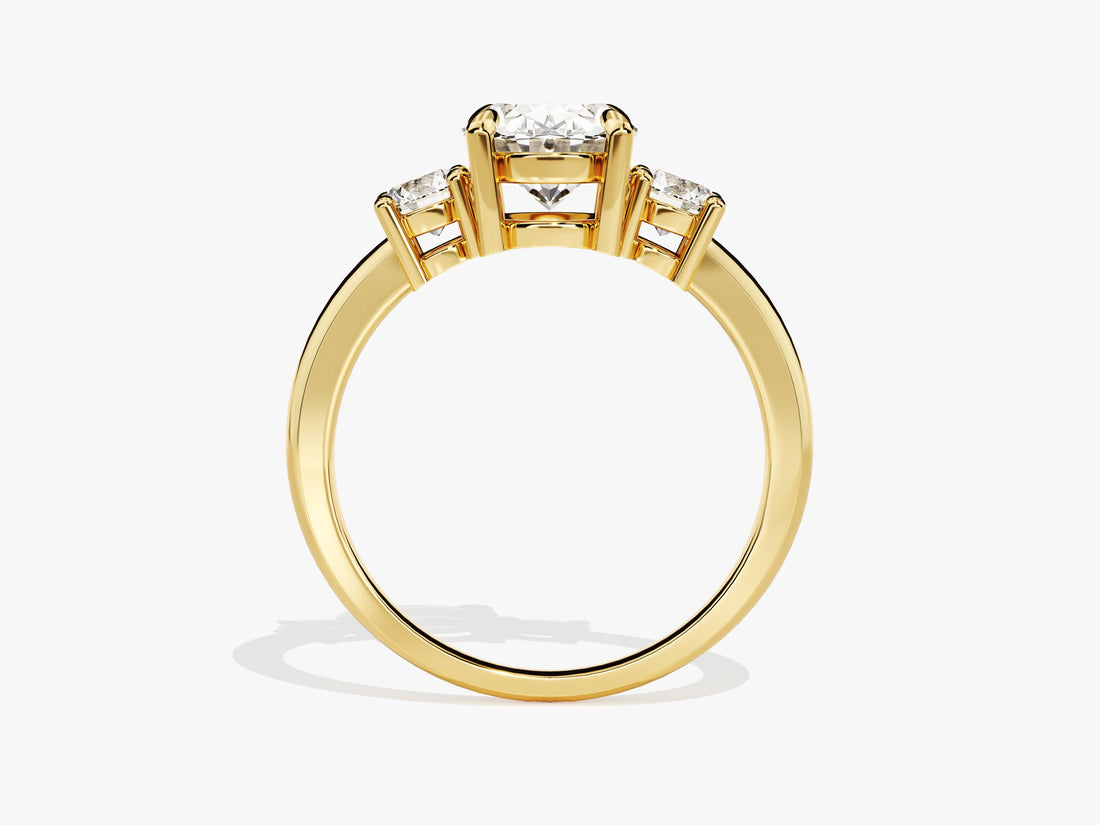 Classic Basket Set Three Stone Oval Moissanite Engagement Ring (2.50 CT TW)