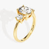 Classic Basket Set Three Stone Oval Moissanite Engagement Ring (2.50 CT TW)