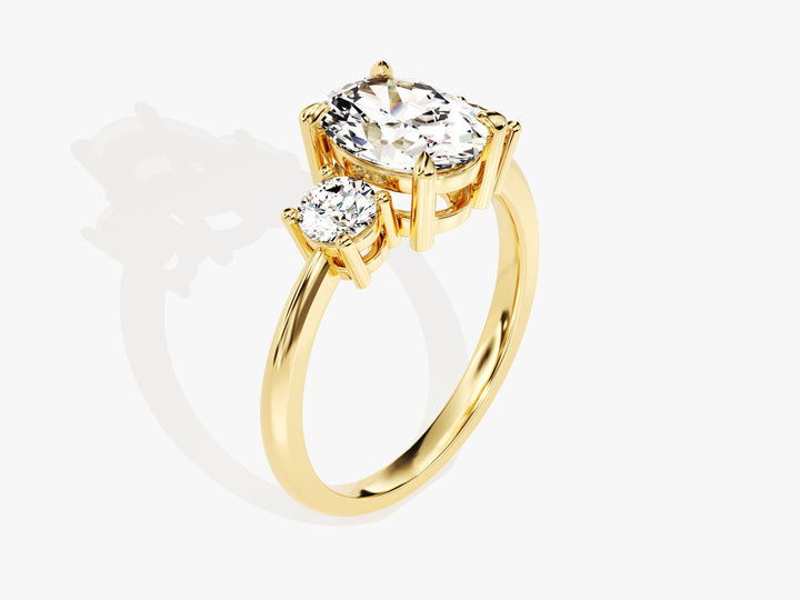 Classic Basket Set Three Stone Oval Moissanite Engagement Ring (2.50 CT TW)