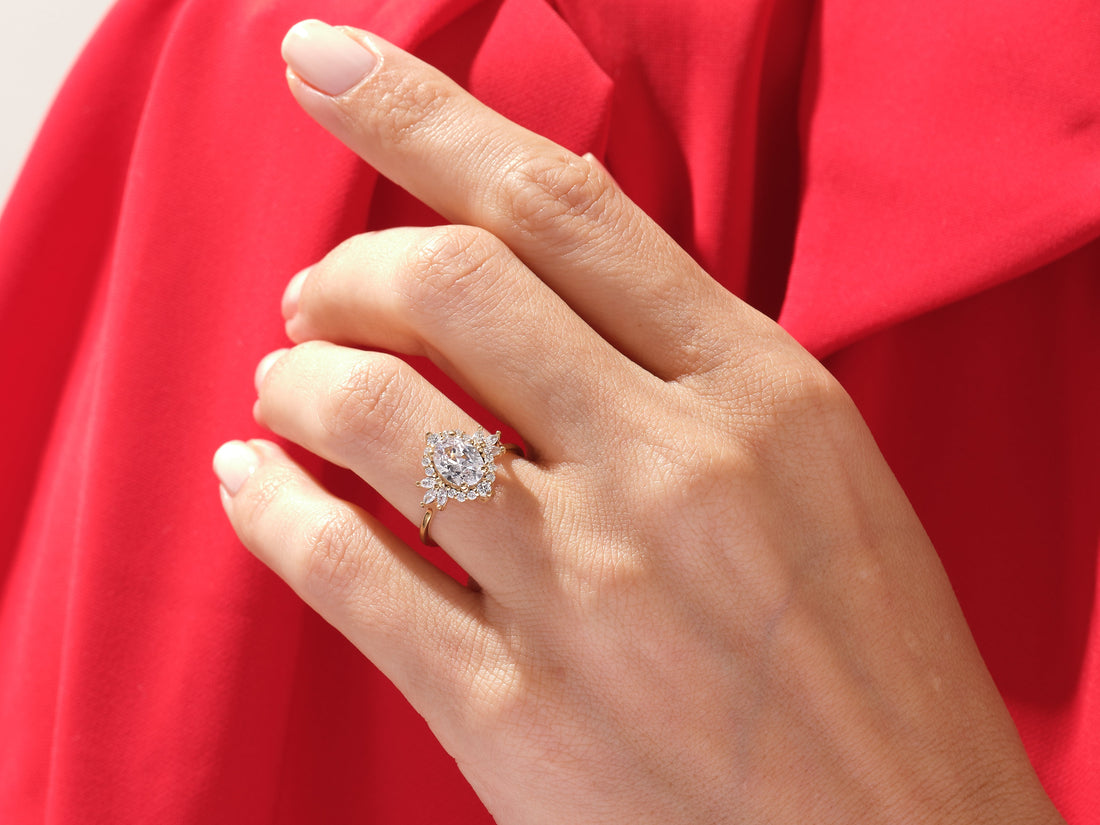 Vintage Halo Oval Moissanite Engagement Ring (1.50 CT)