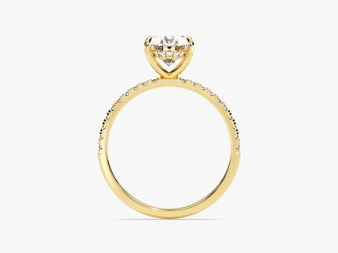 Hidden Halo Oval Moissanite Engagement Ring with Sidestones (2.00 CT)