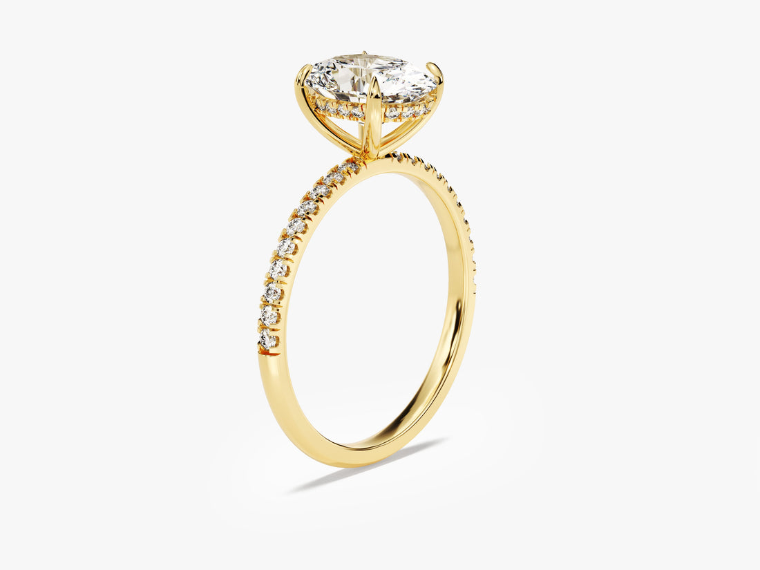 Hidden Halo Oval Moissanite Engagement Ring with Sidestones (2.00 CT)