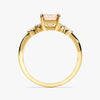 Emerald Cut Peach Morganite Engagement Ring with Round and Marquise Sidestones