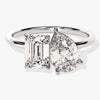Pear and Emerald Cut Toi et Moi Moissanite Engagement Ring (2.50 CT)
