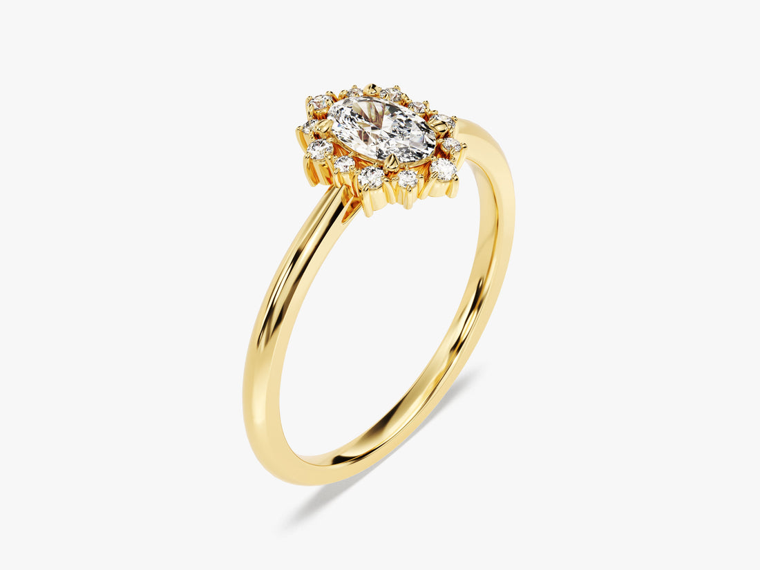 Sunburst Oval Moissanite Engagement Ring (0.50 CT)