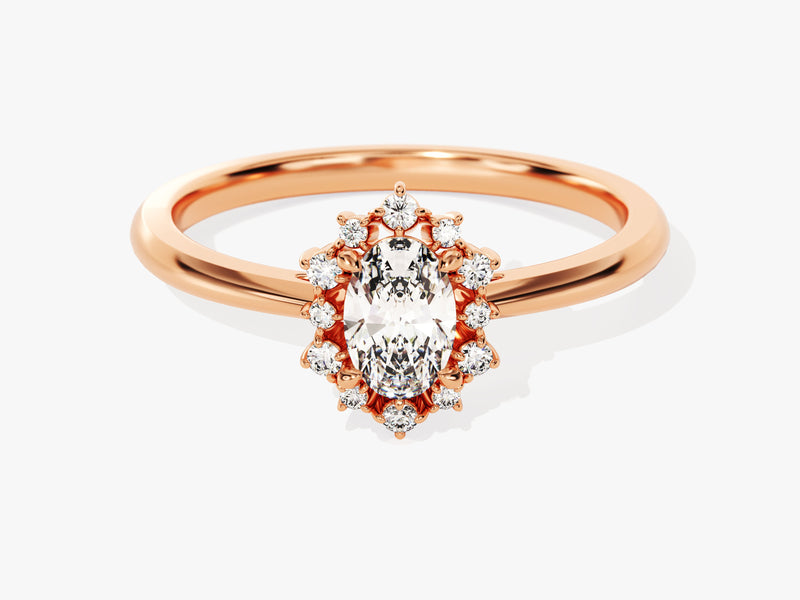 Sunburst Oval Moissanite Engagement Ring (0.50 CT)