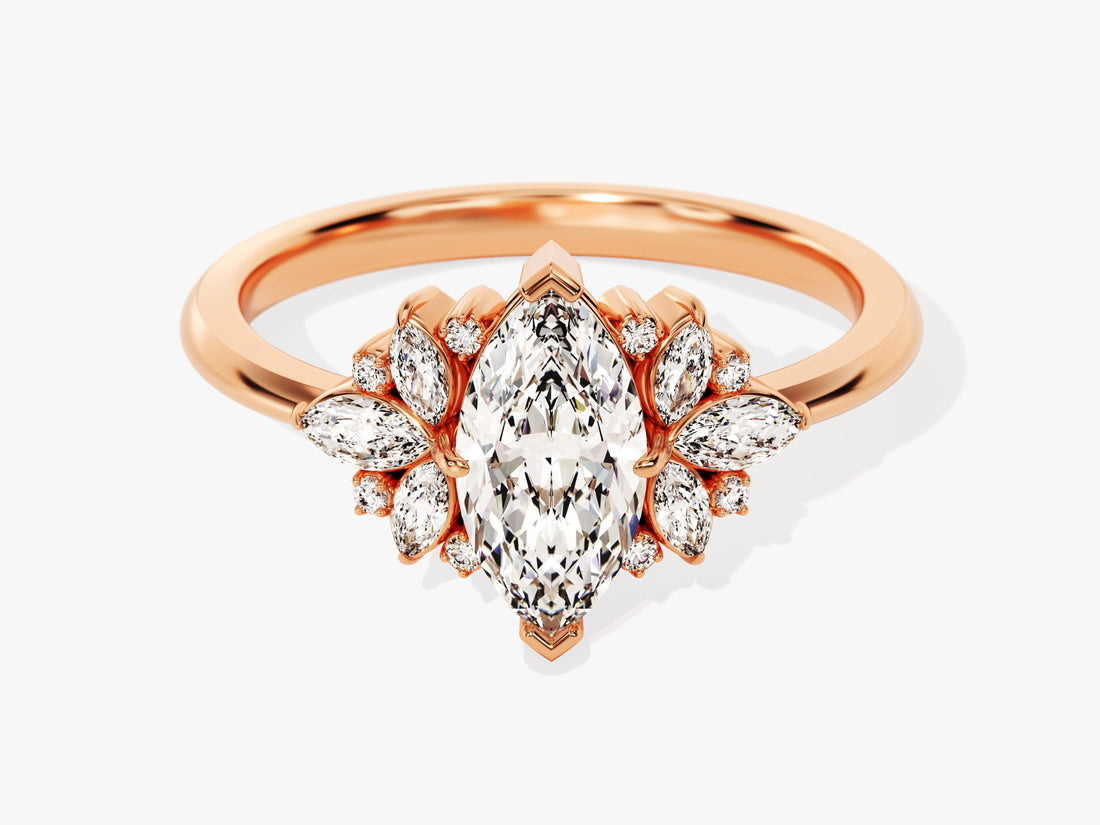 Vintage Cluster Marquise Cut Moissanite Engagement Ring (1.00 CT)