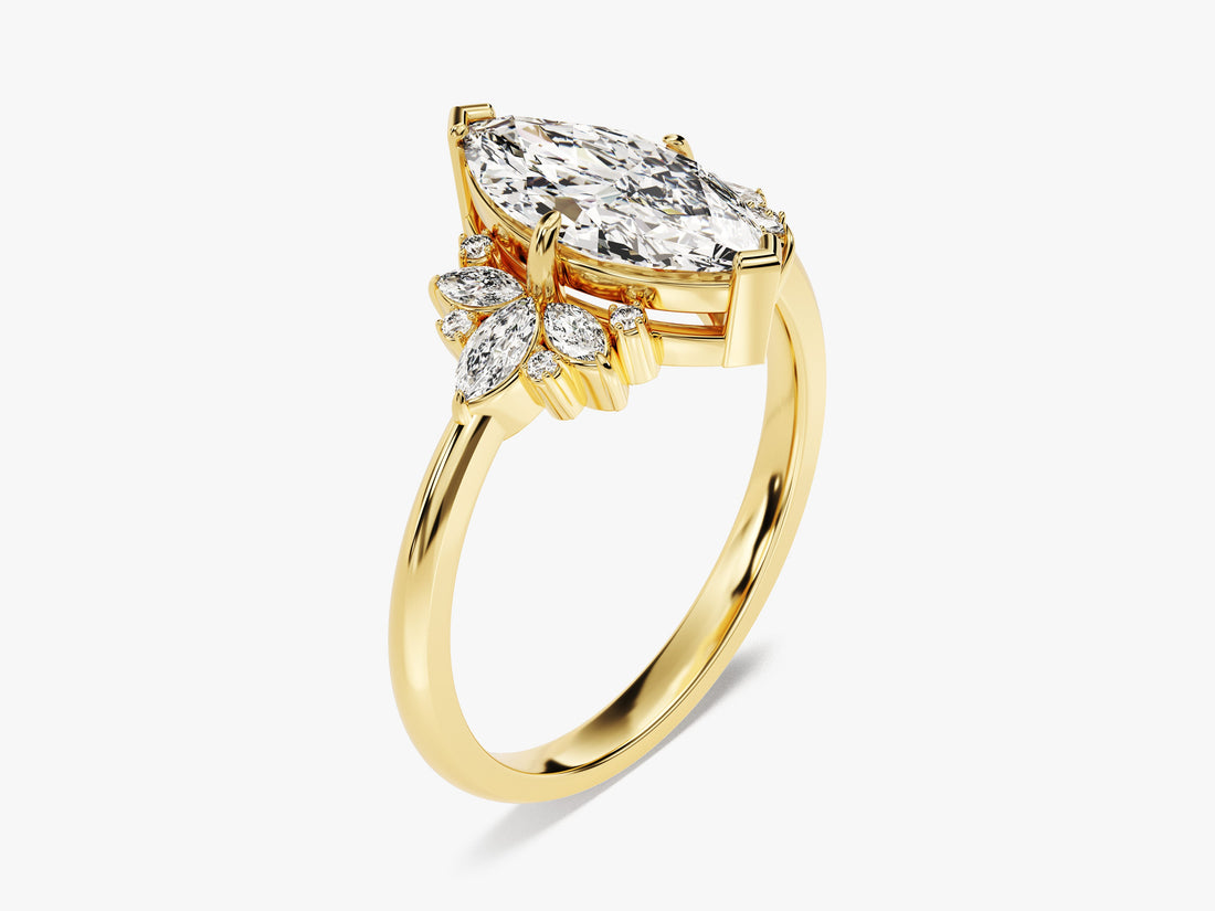 Vintage Cluster Marquise Cut Moissanite Engagement Ring (1.50 CT)