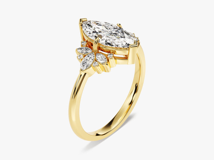 Vintage Cluster Marquise Cut Moissanite Engagement Ring (1.50 CT)