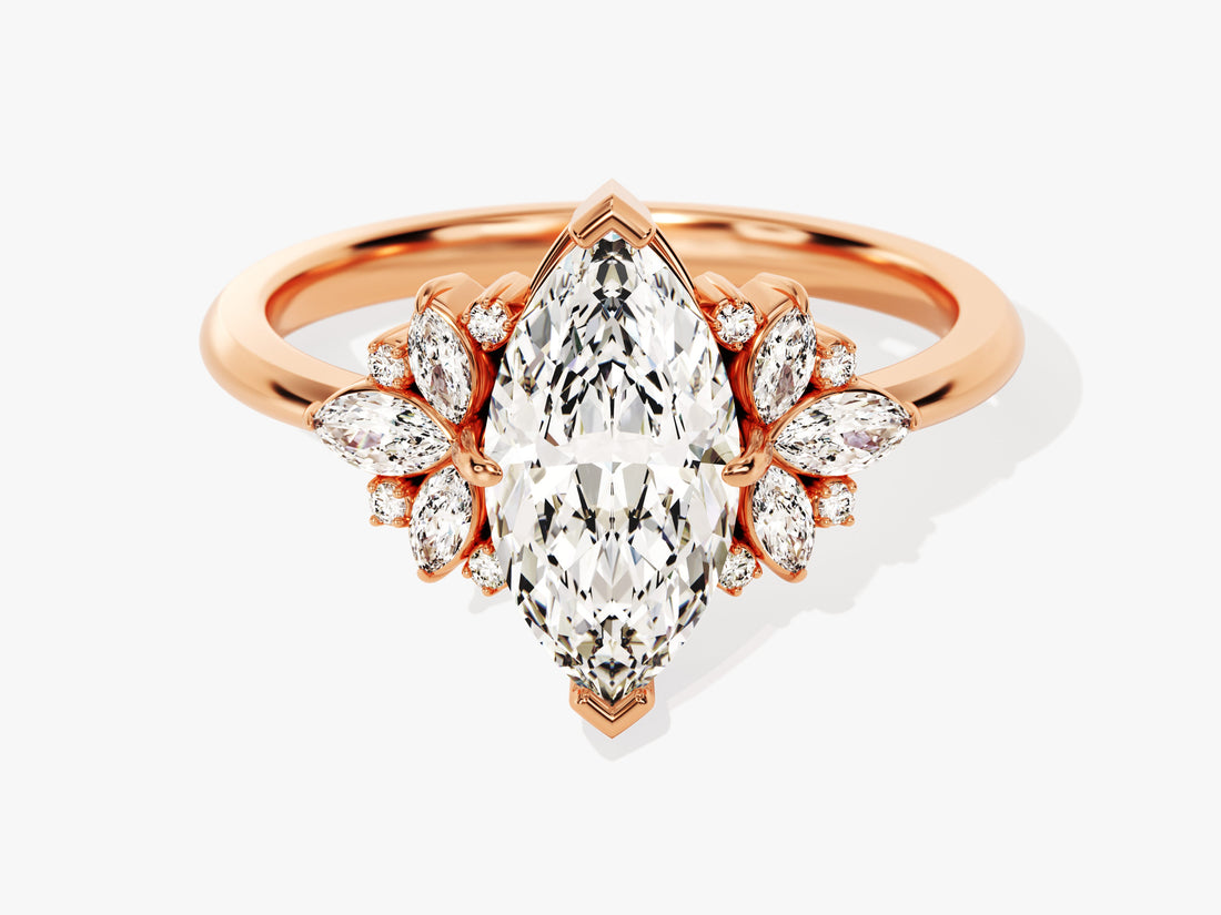Vintage Cluster Marquise Cut Moissanite Engagement Ring (1.50 CT)