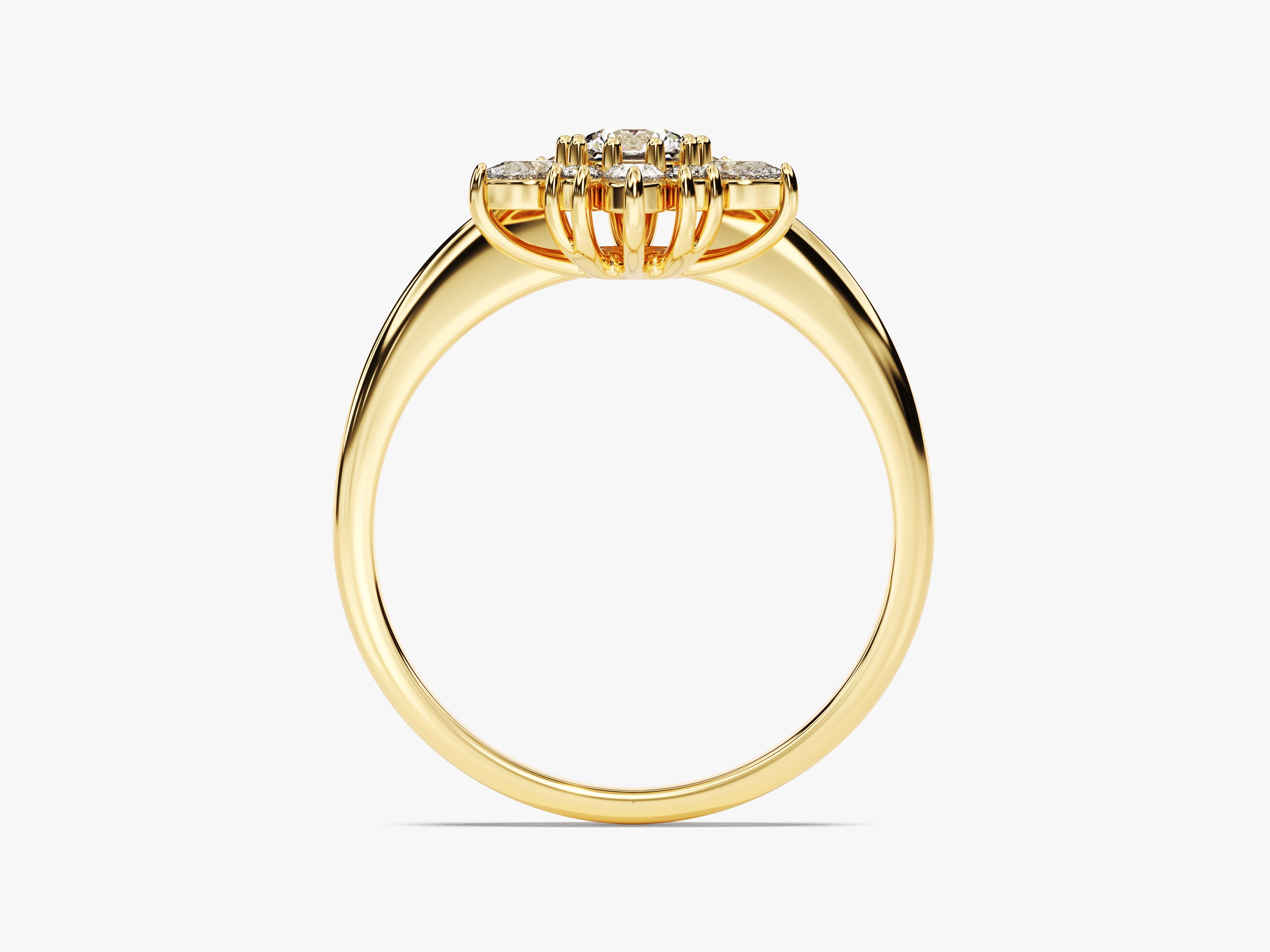 Floral Halo Moissanite Engagement Ring