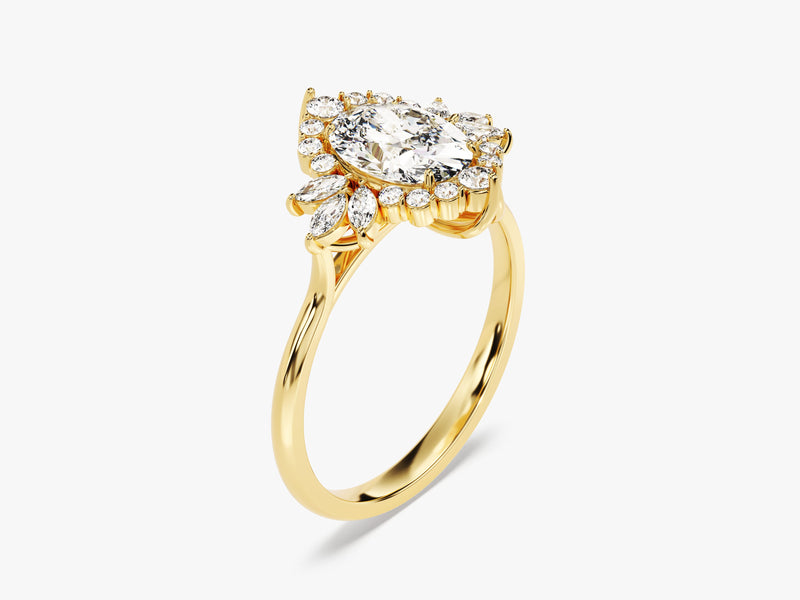 Vintage Halo Oval Moissanite Engagement Ring (1.50 CT)