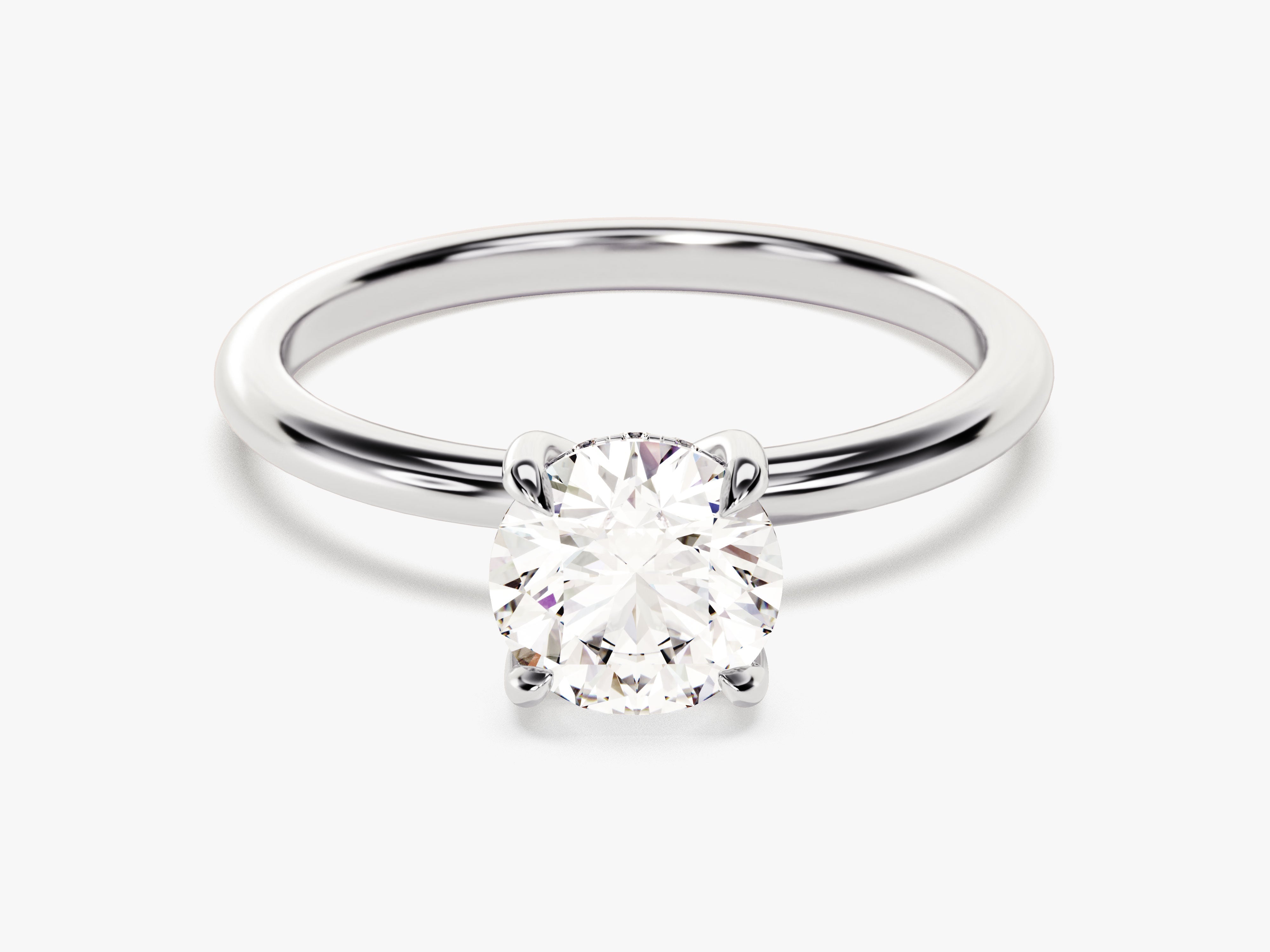 Hidden Halo Round Moissanite Engagement Ring (1.00 CT)