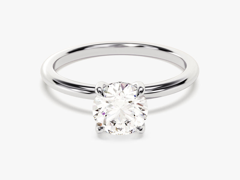 Hidden Halo Round Moissanite Engagement Ring (1.00 CT)