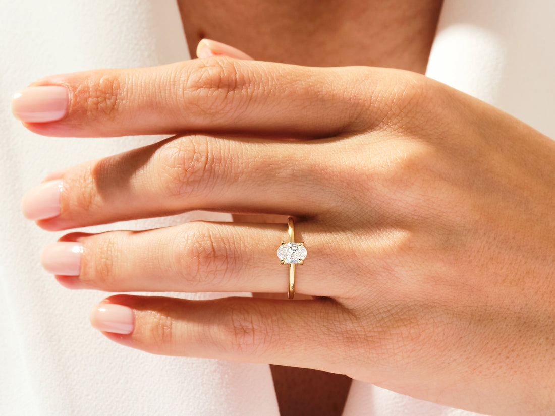 Hidden Halo Oval Moissanite Engagement Ring (1.00 CT)