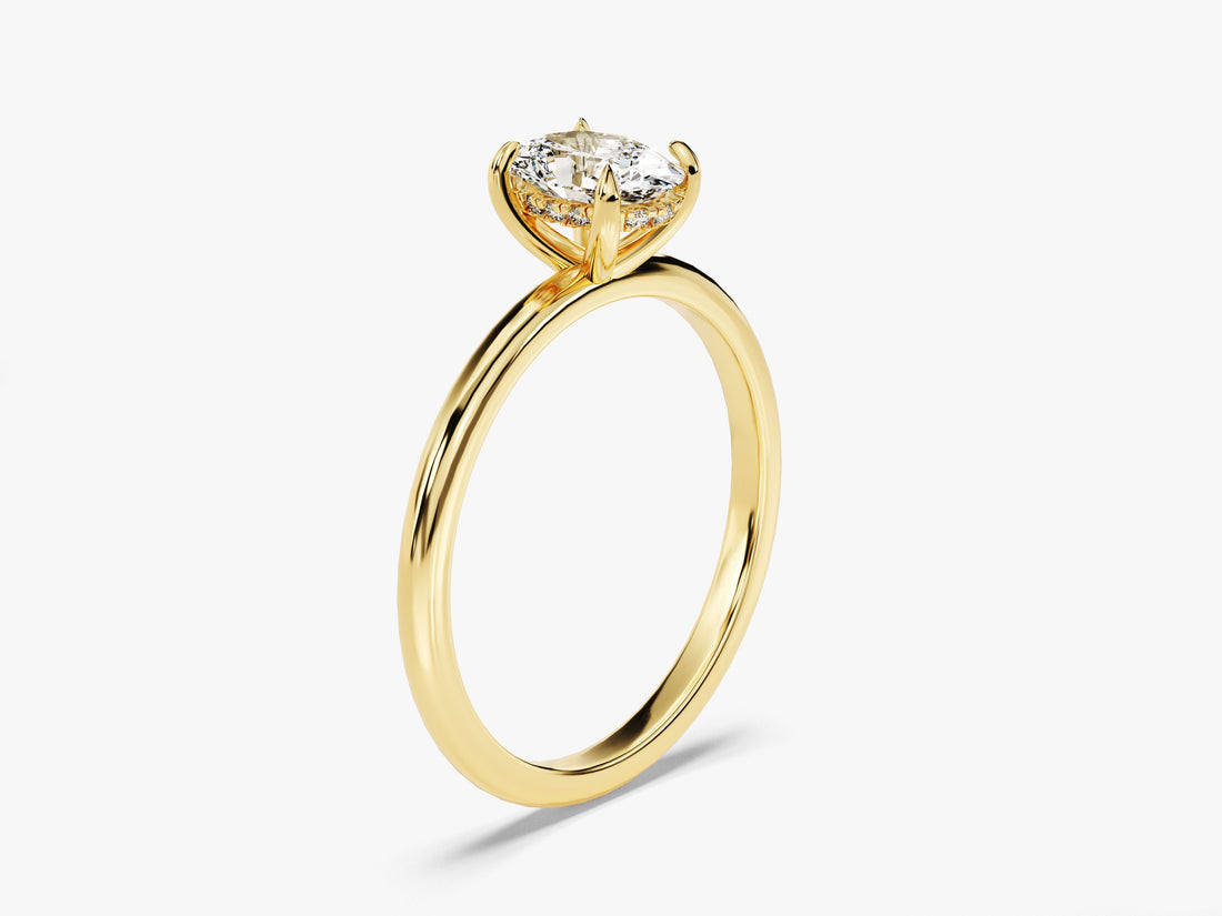 Hidden Halo Oval Moissanite Engagement Ring (1.00 CT)