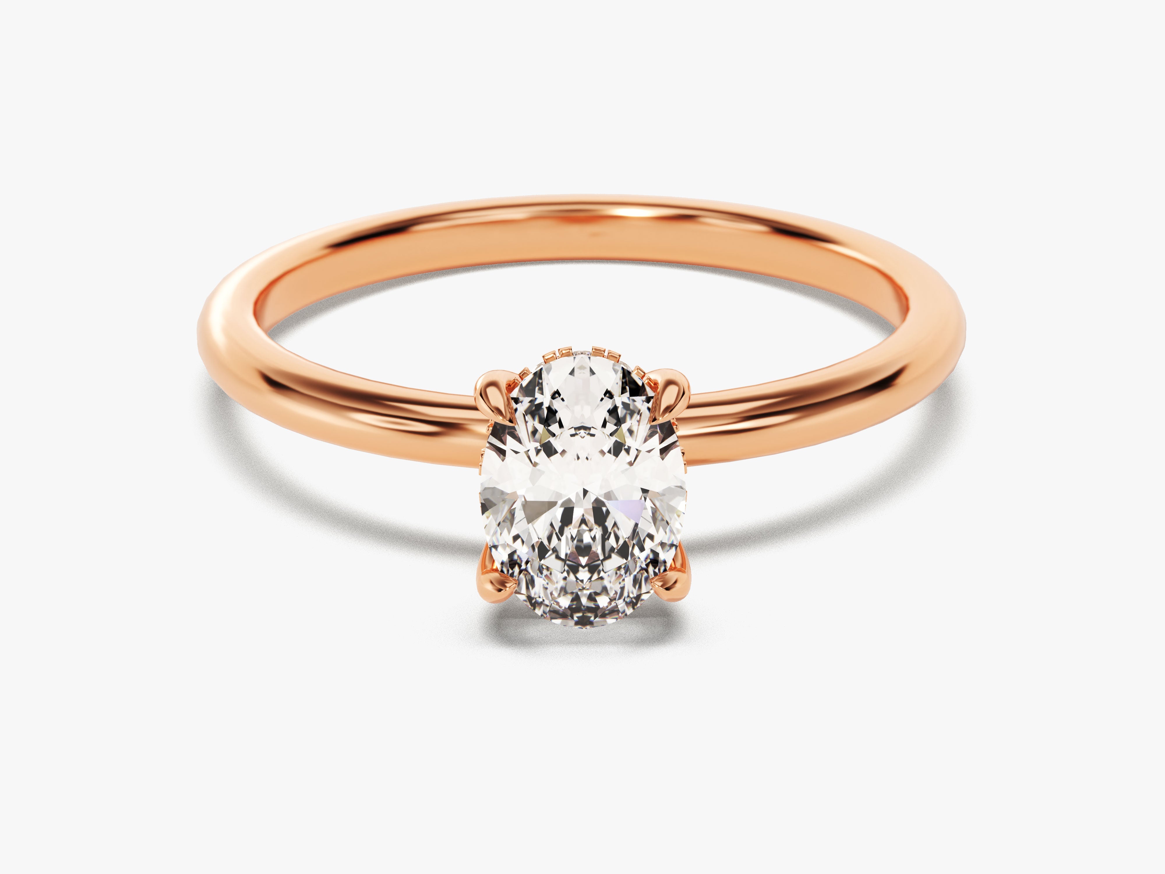 Hidden Halo Oval Moissanite Engagement Ring (1.00 CT)