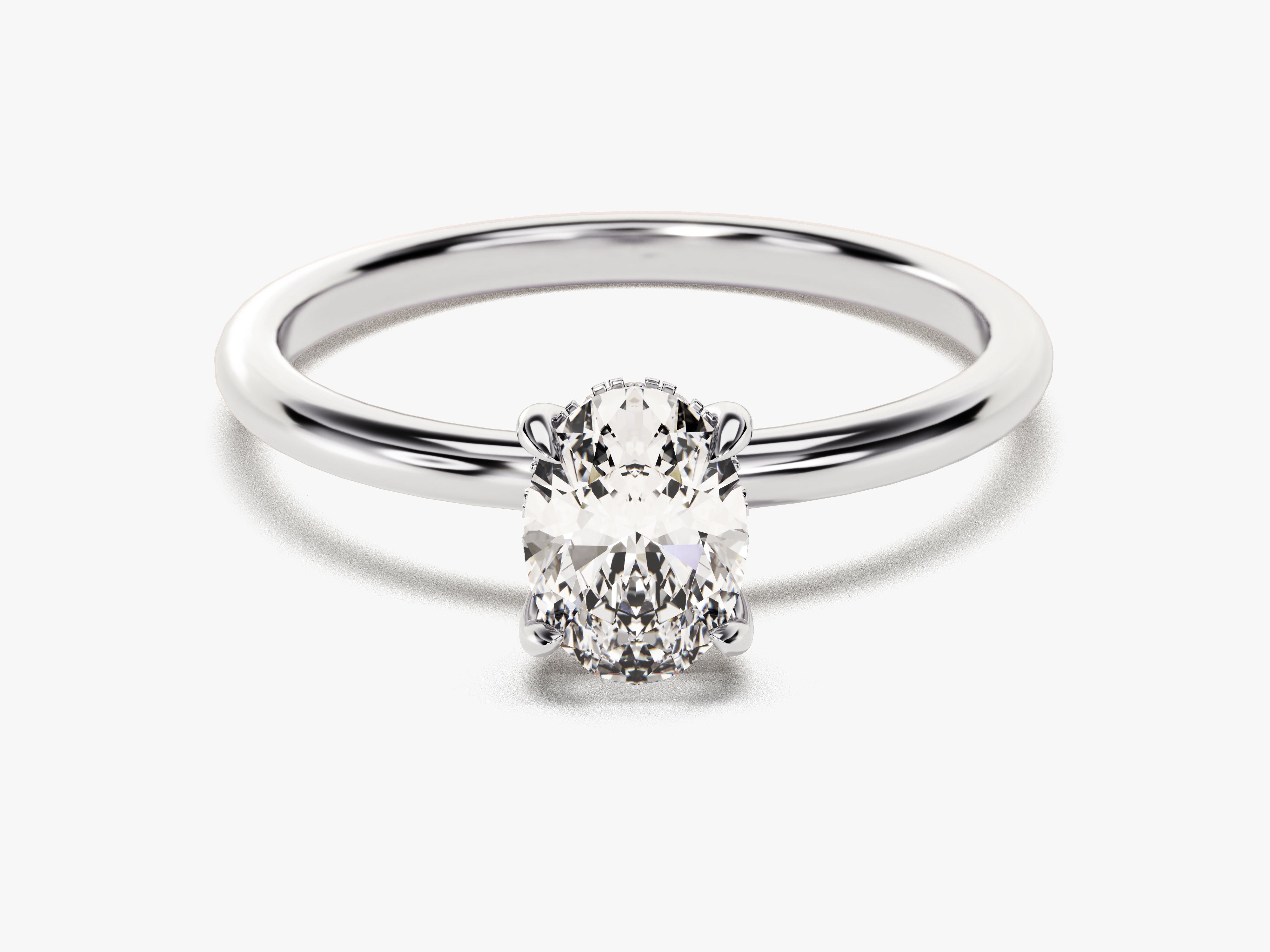 Hidden Halo Oval Moissanite Engagement Ring (1.00 CT)