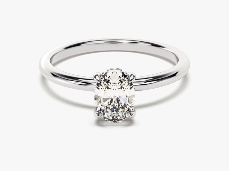 Hidden Halo Oval Moissanite Engagement Ring (1.00 CT)