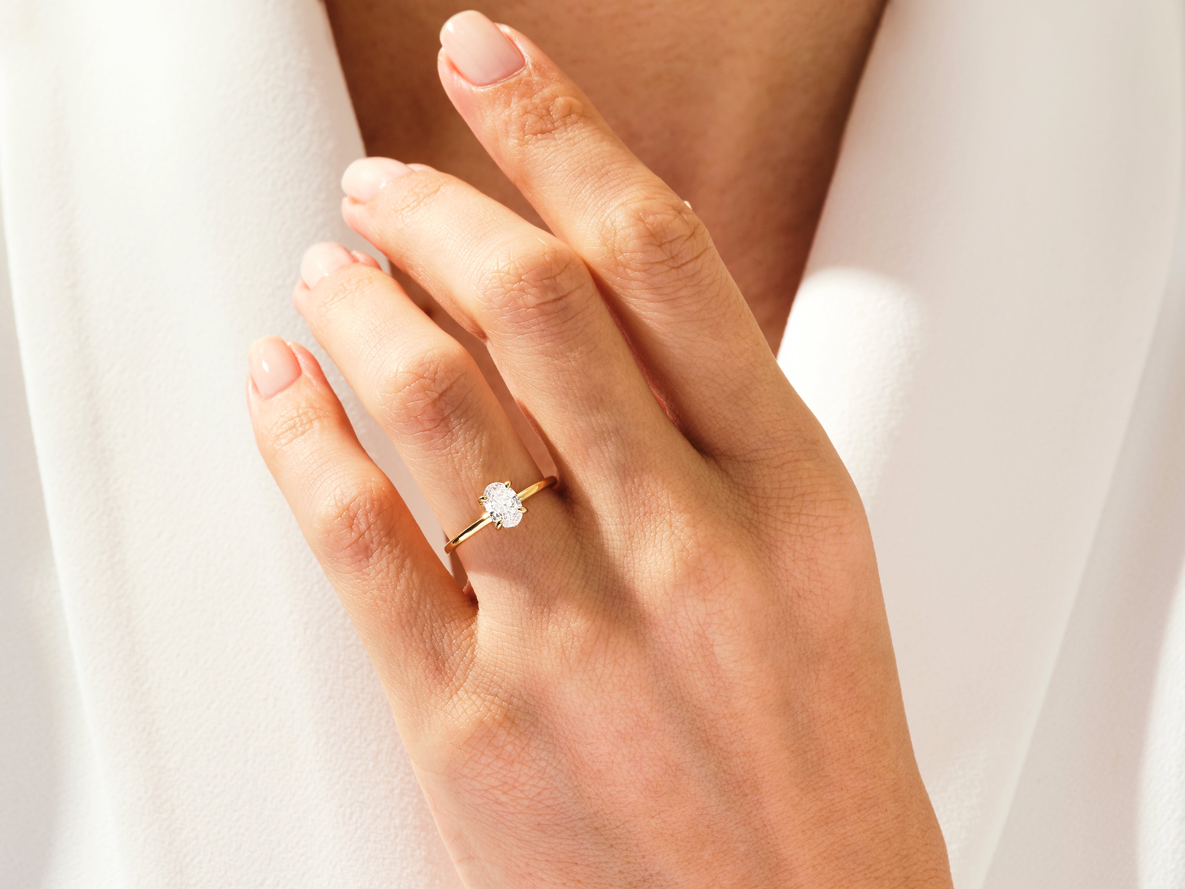 Hidden Halo Oval Moissanite Engagement Ring (1.00 CT)