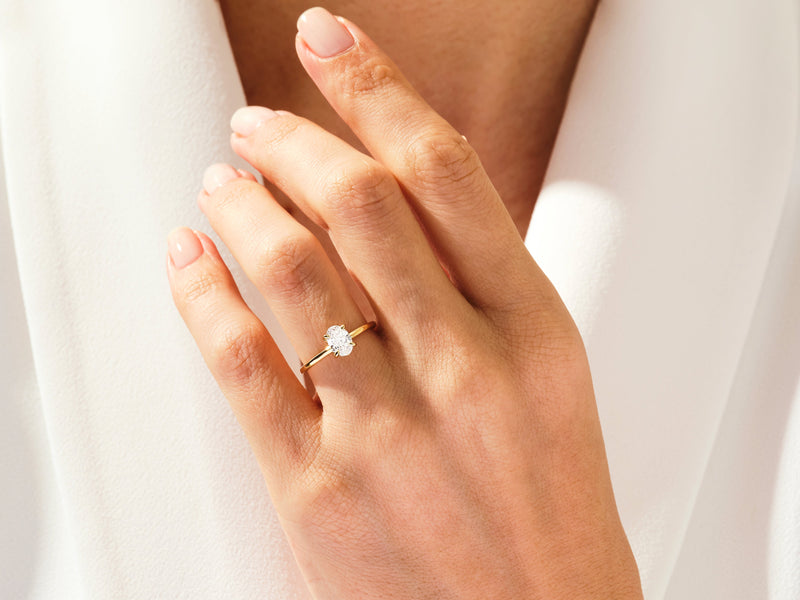 Hidden Halo Oval Moissanite Engagement Ring (1.00 CT)