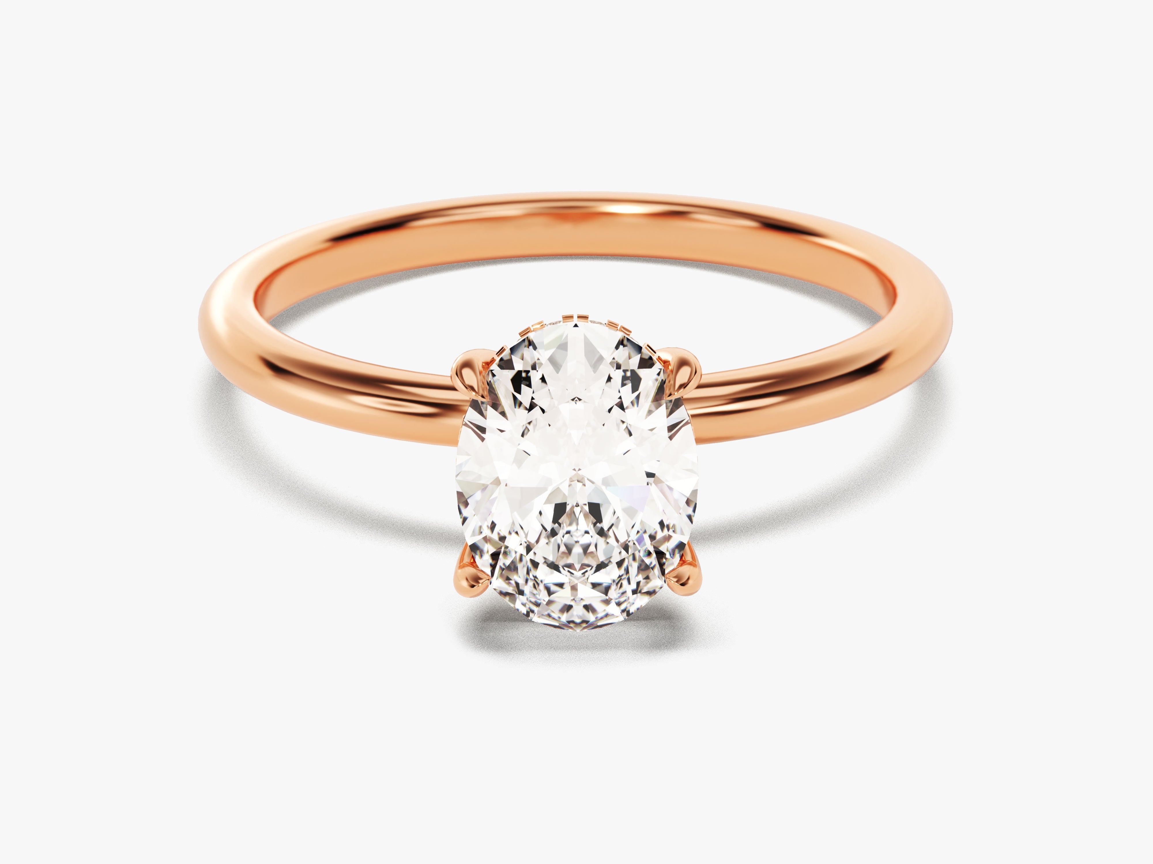 Hidden Halo Oval Moissanite Engagement Ring (1.50 CT)